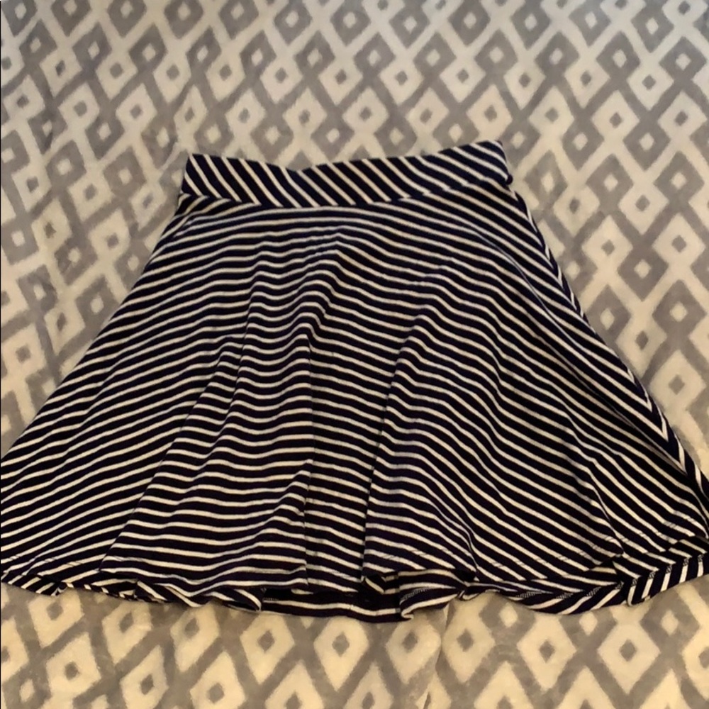 Blue and white striped skater skirt